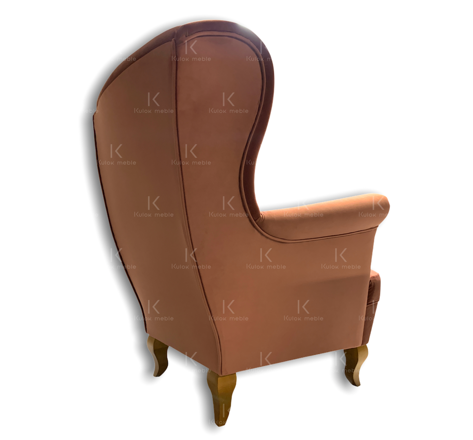 Pudrowy róż fotel uszak chesterfield pikowany kryształki glamour Swarovski kolor do wyboru